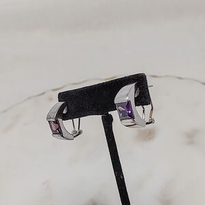 Elegant Silver and Purple Earrings